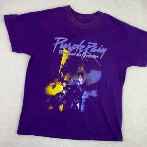 Men's Purple Rain Prince Band Rock TShirt Graphic Tee Size LARGE Crew Neck Shirt